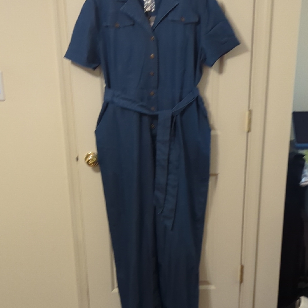 Modcloth Blue Button-Up Jumpsuit